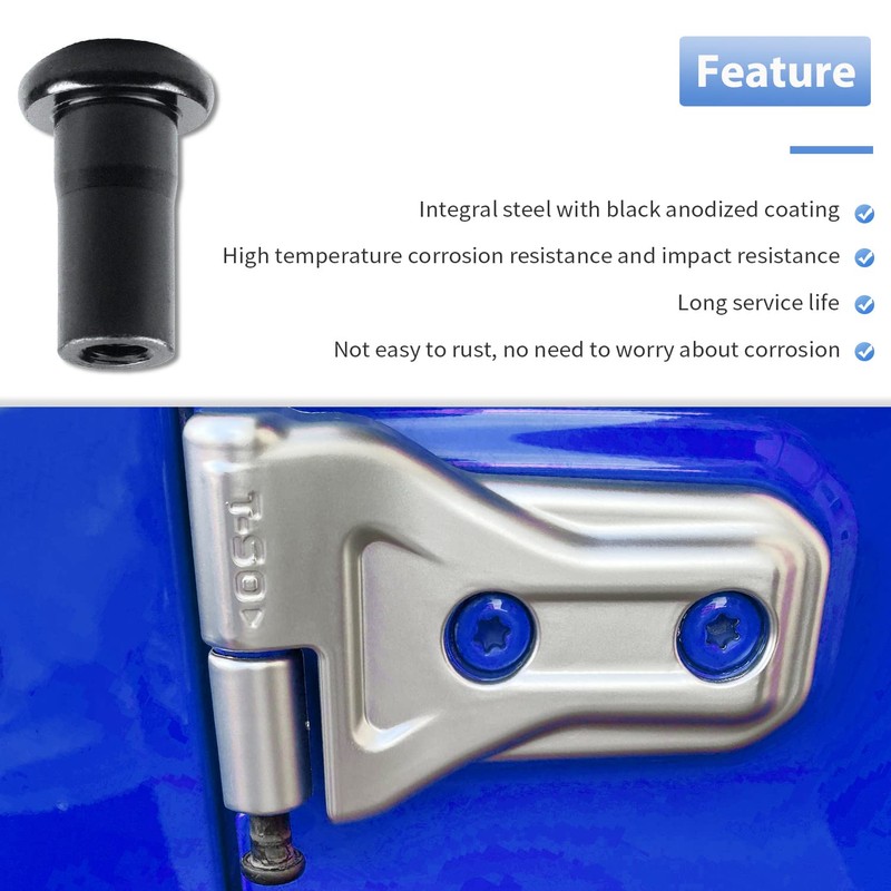 Door Hinge Nuts Replacement Screws Compatible for Jeep Wrangler JL
