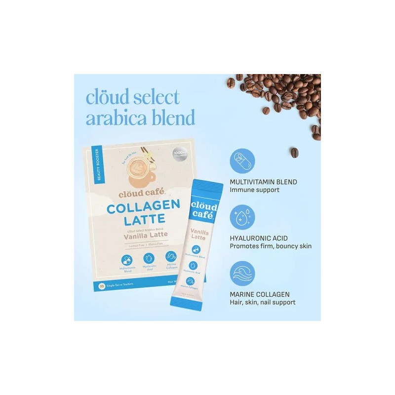 Clöud Café Café Instantáneo Con Colágeno Vainilla Y Latte
