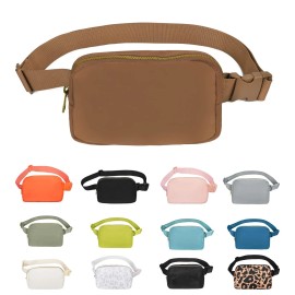 VOROLO Brown Waterproof Waist Pack Adjustable Belt Bag for Sports and Travel
