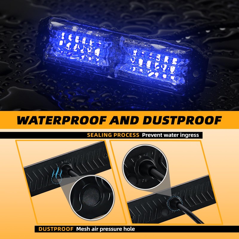 ELECHOI 8pcs 12-LED Emergency Strobe Light Ultra Slim Grille Flashing