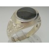 Solid 925 Sterling Silver Natural Hematite Mens Signet Ring -