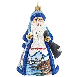 Glitterazzi New England Santa Polish Glass Christmas Ornament
