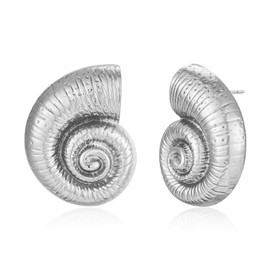 LILIE&WHITE Conch Studs Earrings Sea Shell Earrings For Women Silver Shell Earrings Silver Ocean Studs Fashion Summer Beach Statement Earrings