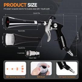 Aluminium Car Cleaning Gun with Tapered Nozzle, 6-9.2Bar with 2 Set Nozzle, Pressure Air Blower Blow Gun Producing Powerful Blast of Air for Cleaning Cars, Velvet, Furniture and Carpets