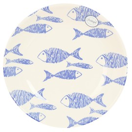 Home Essentials 9x2 Fish Print Dinner Bowl One Size Blue