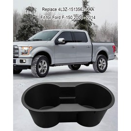 Cup Holder Insert Fit for Ford F150 2004-2014, Front Center Console Dual Black Cup Holder Replaces 4L3Z-1513562-AAA