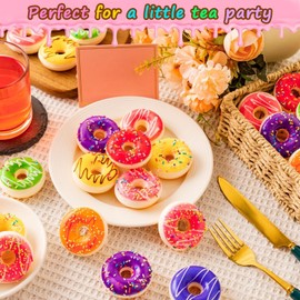 52Pcs Rainbow Donut Stress Balls, Artificial Donut Stress Balls for Stress Relief, Mini Donut Birthday Gifts, Christmas, Goodie Bag Fillers
