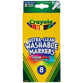 Crayola® Ultra-Clean Washable Color Markers, Thin Line, Assorted Classic Colors, Box Of 8