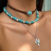 Jovono Boho Choker Necklace Silver Cowgirls Boot Pendant Necklaces Turquoise