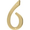 Hillman 847048 4-Inch Nail-On Traditional Solid Brass House Number 6