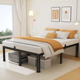 Superay 16 Inch King Size Metal Platform Bed Frame with Round Corners, Storage Space Under High Bed Frame-Heavy Duty Steel Slats Support, Noise Free - Easy Assembly - No Box Spring Needed