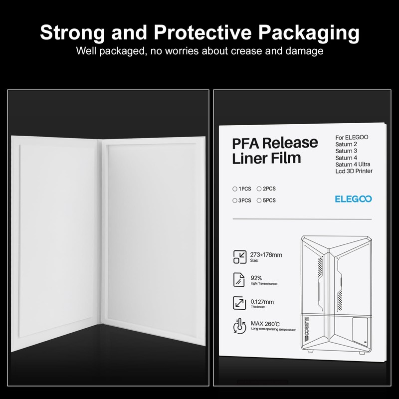 ELEGOO 5PCs PFA Release Liner Film for ELEGOO LCD 3D