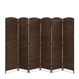 6 Panel Wood Room Divider, 6 Ft Tall Privacy Wall Divider Folding Wood Screen, Each Panel for Home Office Bedroom Restaurant, Best Home Foldable Screen, Light and Easy to Move 70.8" H × 17.7" W Brown