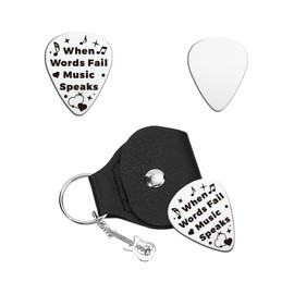 UNICRAFTALE 1 Stück Personalisierte Gitarrenplektren Geschenk Gitarrenplektrum Schlüsselbund Wörtliche Note Edelstahl Gitarrenplektrum Mit PU Lederhülle Plektrum Gitarrenset Für Musikerliebhaber