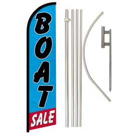 Infinity Republic - Boat Sale Windless Full Sleeve Banner Swooper Flag & Pole Kit - Perfect for Businesses, Boat Dealerships, Yacht Sales etc!