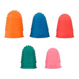 Jagowa 5 Pcs Rubber Finger Tips 5 Sizes Anti-Slip Finger Sleeve Reusable Finger Protective Sleeve for Counting Money Writing Sorting (5 Colors)