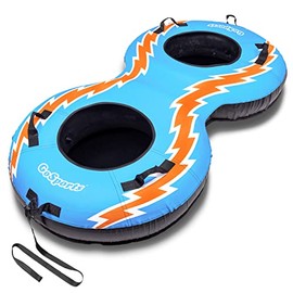 GoSports Heavy Duty 2 Person Winter Snow Tube with Premium Canvas Cover - Retro