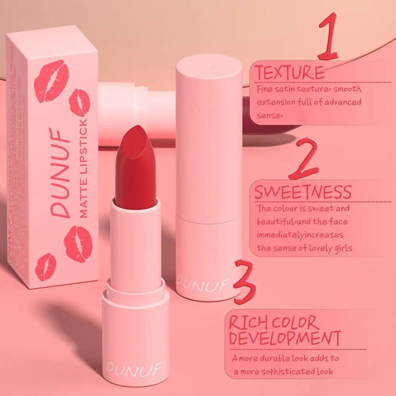 Dunuf 1pz Barra De Labios Mate Aterciopelado Duradero