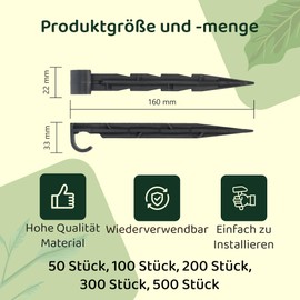 GARDENIX Garden Hose Anchor Pack of 50 - Mounting Anchor for Drip Hose Ground Spike Irrigation - Diameter 16 mm - Pearl Hose Plug Fork Stable and Shatterproof, Long Durability, Ground Anchor