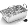 15 Inch Stainless Steel Roasting Pan with Cooling Rack -
