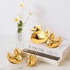 TQUPT Golden Ceramic Duck Figurines，Home Decor Animal Sculptures and Statues