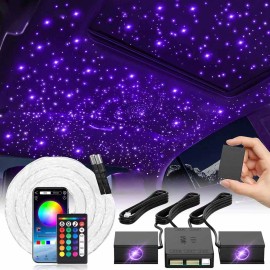 Split Starlight Headliner Kit - 400Pcs 0.02In 4.9Ft Fiber Optic RGBW Star Lights