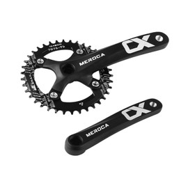 ZTZ Mountain Bike 170mm Crankset with 104 BCD 32/34/36/38T Chainring, Aluminum Alloy MTB Crank Narrow Wide CNC Round Chainring Bolts Fit for Mountain Bike, Road Bike Crank (34T, Black)