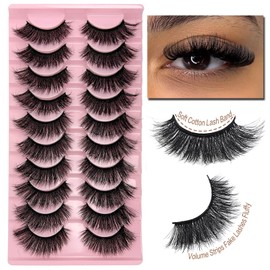 SISIYDY Mink Lashes Fluffy 20mm Big Long 3D Dramatic False Lashes Strip Full Volume Fake Eyelashes Pack 25 mm C Curl Faux Mink Lash Strips That Look Like Extensions YH010