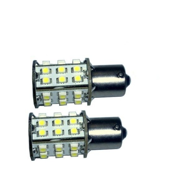 HQRP 2 pack BA15s Bayonet Base 30 LEDs SMD LED Bulb Cool White for #93 1141 1156 1073 1093 1129 Replacement plus HQRP Coaster