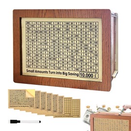 Wooden Money Saving Box, 2025 New 8 PCS Amounts Cash Vault Wooden Savings Boxes, Save Bank For Adults And Children Boys And Girls With Monetary Target And Numbers