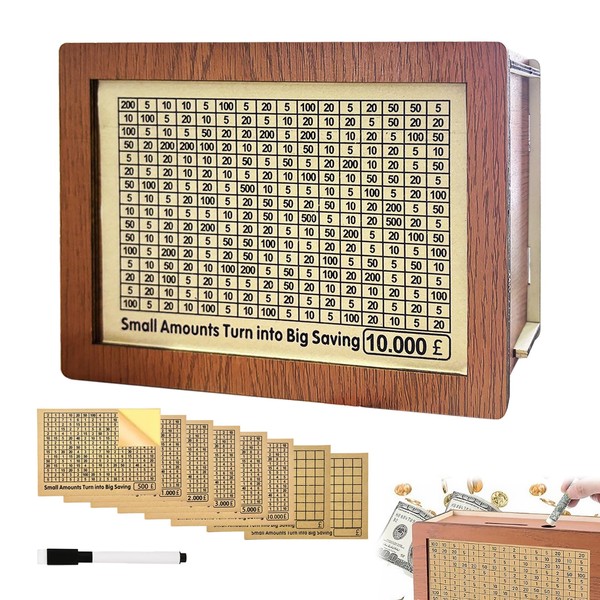 Wooden Money Saving Box, 2025 New 8 PCS Amounts Cash