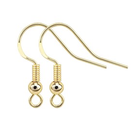 BEADNOVA Fish Hook Earring Hooks 4pcs 14k Gold Filled Earring Findings with Backs for Ear Wire Supplies Ear Posts Making DIY (4pcs Earwires and 4 pcs Backs)