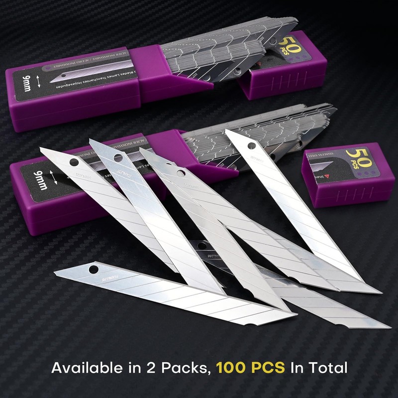 NEWISHTOOL 9mm Stainless Steel Blade, 30 Degree Snap Off Blades,