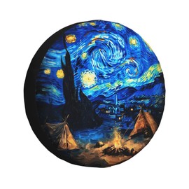 Starry Night Camping Spare Tire Cover Wheel Protectors Weatherproof Universal Wheel Cover for Trailer RV SUV Truck Camper Travel Trailer 16 Inch