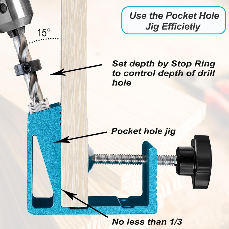 Pocket Hole Jig Kit with Drill Guide Joint Pocket Hole