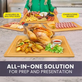 Glue-Free Surface™ 2XL Extra Large Bamboo Cutting Board Set of 4 – Small, Medium, XL, and Oversized Sizes from Chopping Vegetables to Carving Meat & Turkey for Large Family Meal Prep and Gatherings