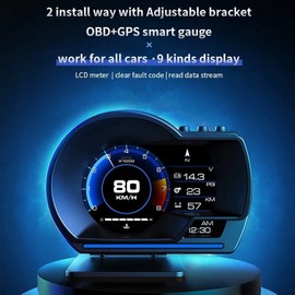 KIMISS Car HUD Head Up Display 3 Inch Screen OBD2+GPS Smart Gauge Car HUD Speedometer Turbo RPM Alarm for Car Truck