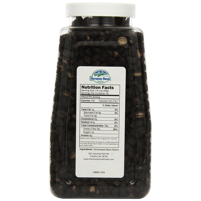 Harmony House Foods TRUE Dehydrated Black Beans - Easy Cook