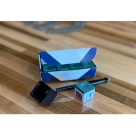 Y2PLAY Deluxe Chalk Stick Holder Pocket Chalker Pool/Billiard Cue Accessory w/One Dozen Silver Cup Green Chalk