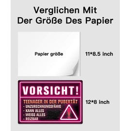 Putuo Decor Teenager Warning Sign - Neon Look Metal Sign with Puberty Saying, Funny Wall Decoration for Teenager's Room, Gift Idea, 30 x 20 cm