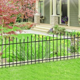 FOREHOGAR Metal Garden Fence 36 in H x 12 ft L, 6 Panels + 7 Stakes Border Dog Fence Panels Animal Barrier, No Dig Garden Fencing for Yard Patio Flower Bed Lawn Outdoor, Arch Black