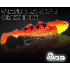 Angel-Berger Wild Devil Baits Gaint Sea Shad Halibut Pollock Bait Sea Fishing (Crazy Tiger, 333 g / 21.5 cm)