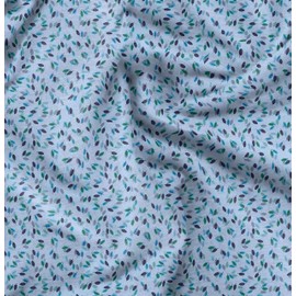 Soimoi Blue Cotton Jersey Fabric Artistic Leaves Print Fabric by Yard 58 Inch Wide