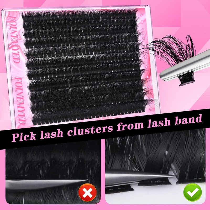 Lash Clusters 330Pcs Cluster 200D Mega Volume Eyelash Extensions 12-22MM