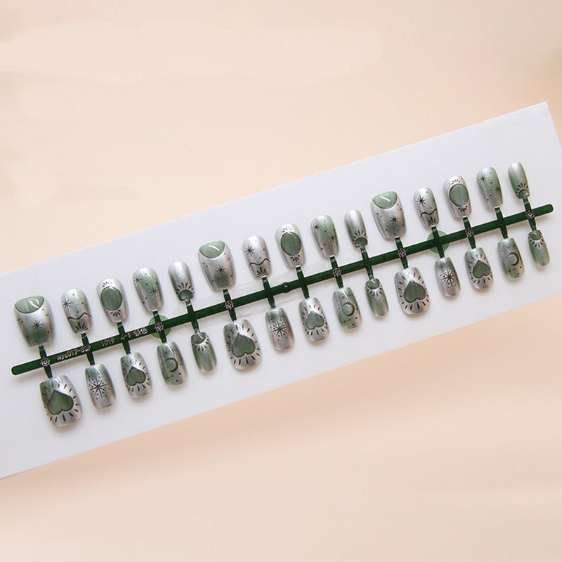 Valentines Press on Nails Short Square Heart Acrylic Fake Nails