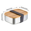 Stainless Steel Bento Lunch Box Metal Containers Wood Lid with