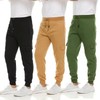 3 Pack: Men's Fleece Cargo Jogger Active Athletic Sweatpants with