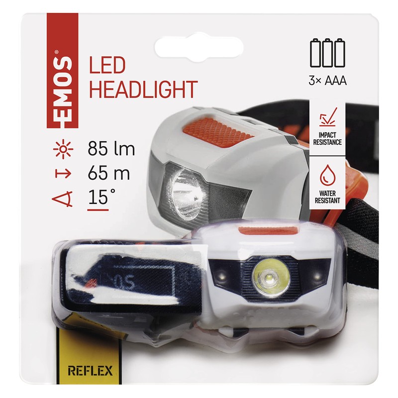 EMOS LED Headlamp with Red Light, Waterproof Head Torch IP43