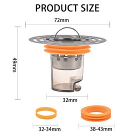 Dachiy Odour Trap Floor Drain, Strainer for Sink, Odour Trap, Floor Drain Core with Filter, Deodorisation, Backflow Prevention, Suitable for Balconies, Bathrooms, Kitchens