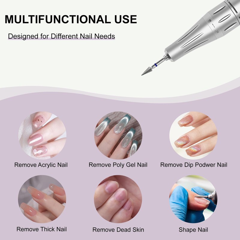 Caubuey Cuticle Nail Drill Bit, Professional Russian Manicure Drill Bits,